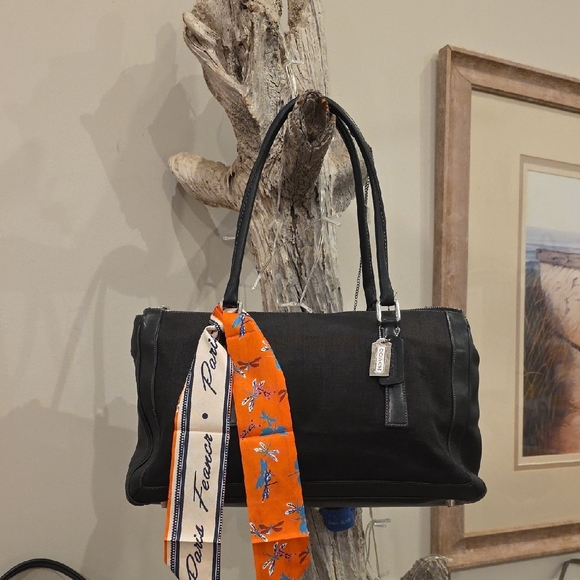 Coach Handbags - Coach Bonnie Legacy Black Linen #9435
